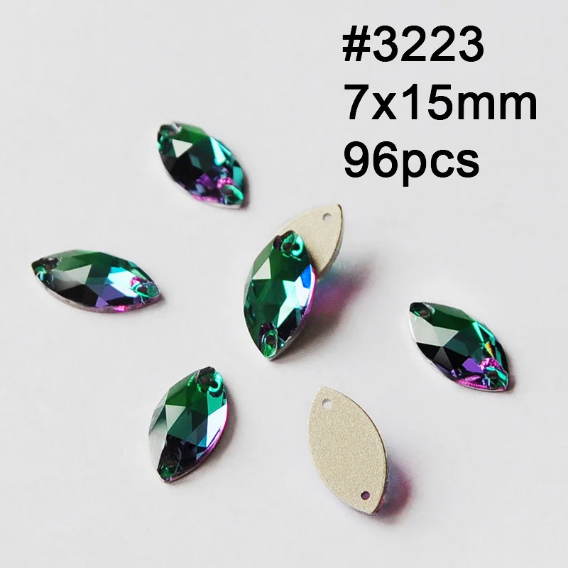 Navette 7X15mm 96pcs Смешанные формы изумруд Rivoli квадратная космическая триллиантная КАПЛЕВИДНАЯ капля пришивные стразы для шитья стеклянные кристаллы пришивные камни - Цвет: Navette 7X15mm 96pcs