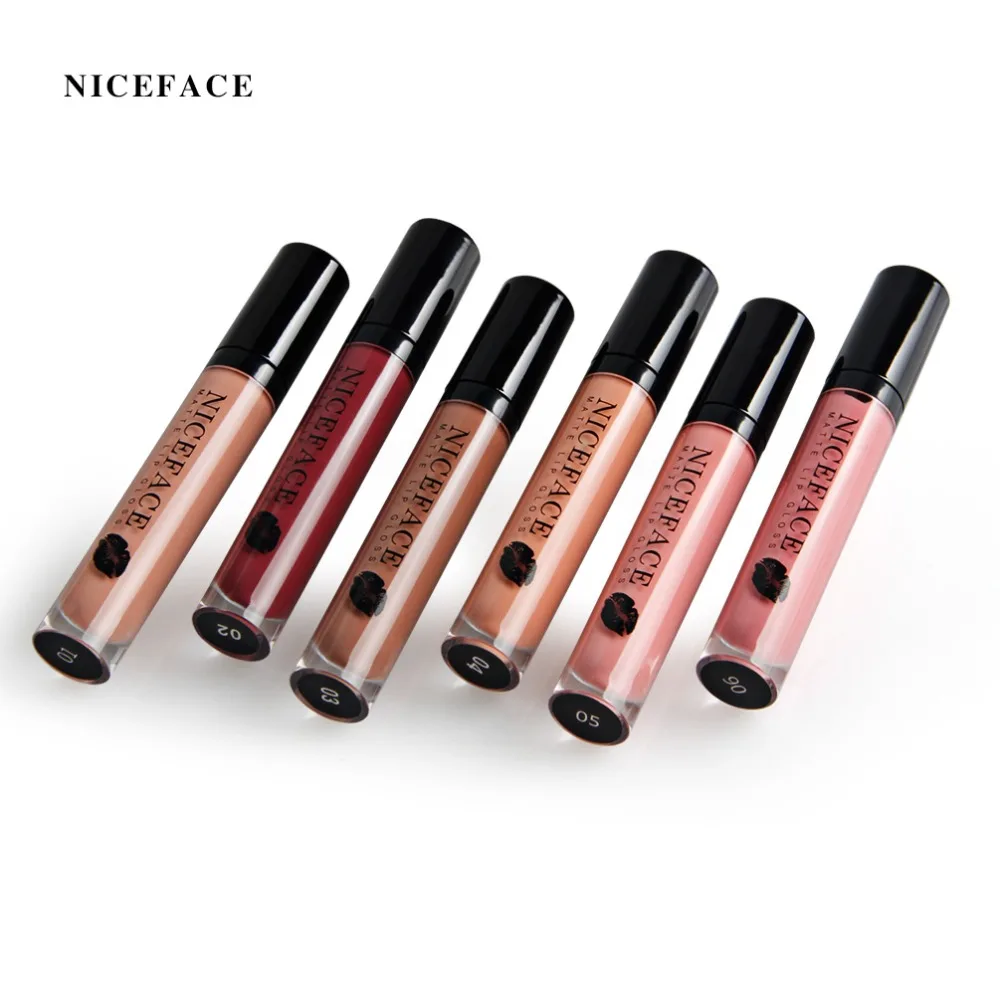 NICEFACE матовый блеск для губ водонепроницаемый винный телесный оттенок макияж