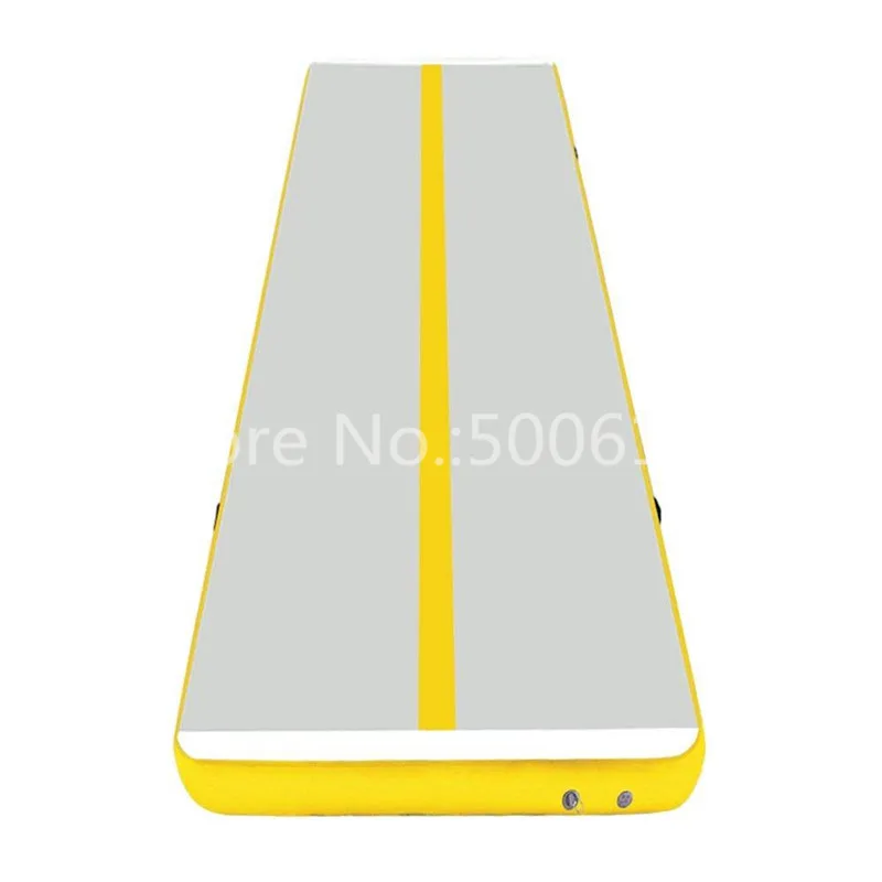 yellow single line Воздушная дорожка, 10 м, голубой надувной гимнастический воздушный трек для детей,, один насос, лидер продаж - Цвет: yellow single line