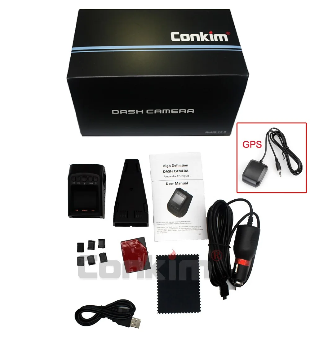 Conkim чип novatek Автомобильный видеорегистратор Камера gps 1080P Full HD 135 градусов супер