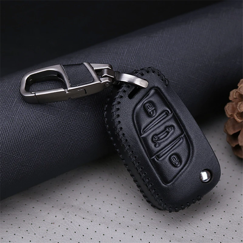Модный кожаный чехол для ключей с брелком Peugeot 408/307 Citroen C2 C3 C4 C5 C4L C-Triomphe KX C-Quatre