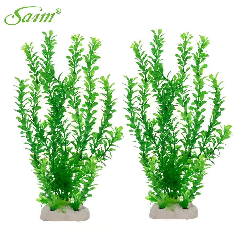 Искусственное зеленое пластиковое растение для украшения и декора аквариума