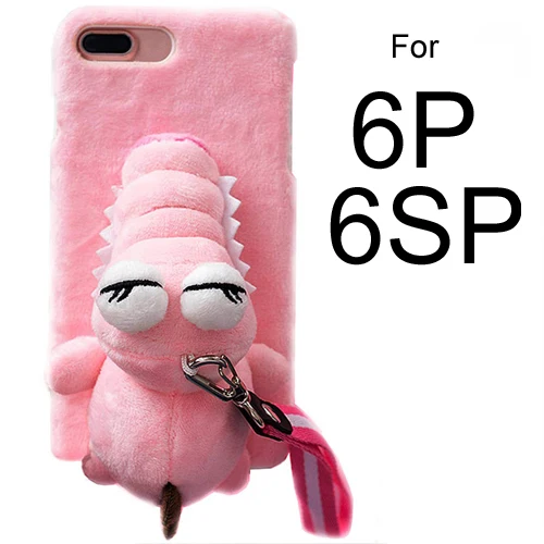 Кукла-игрушка из мультфильма динозавр чехол для iPhone 6 s 8 XR XS, 3D Милые Плюшевые Пушистые пушистые Меховые чехлы с подставкой - Цвет: For 6plus 6Splus