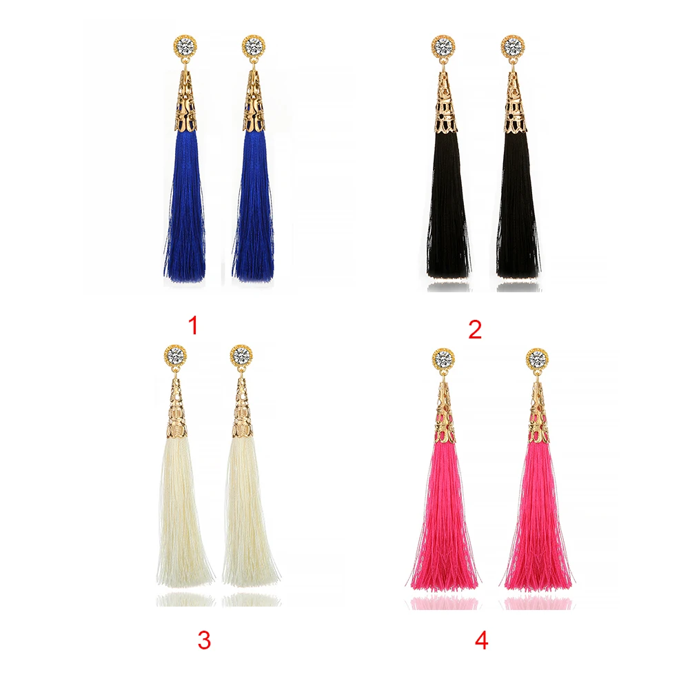 Дамы Девушка мотаться Ear Для женщин длинные сережки с кисточками бахрома