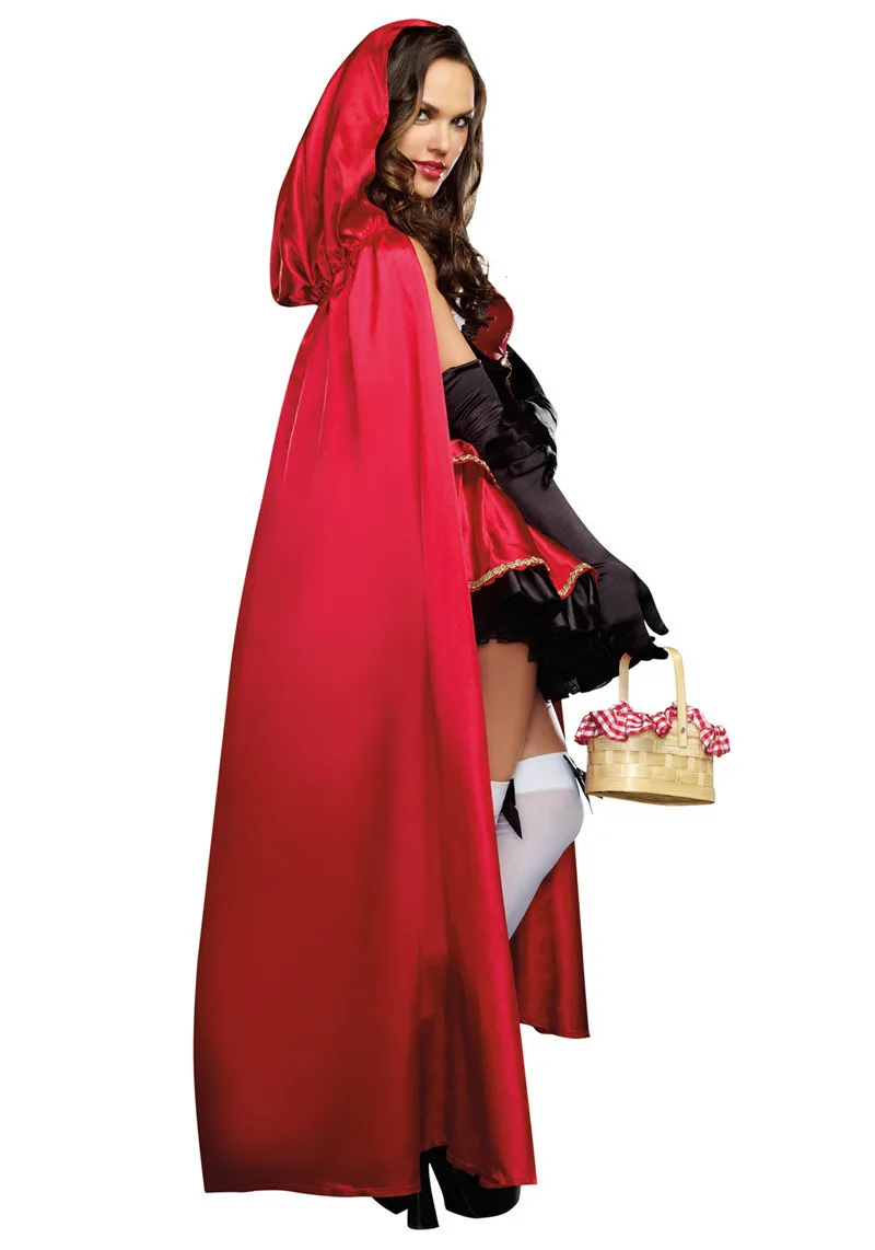 

2017 Little Red Riding Hood Costume for Women Fancy Adult Halloween Cosplay Fantasia Plus Size XL Dress+Cloak