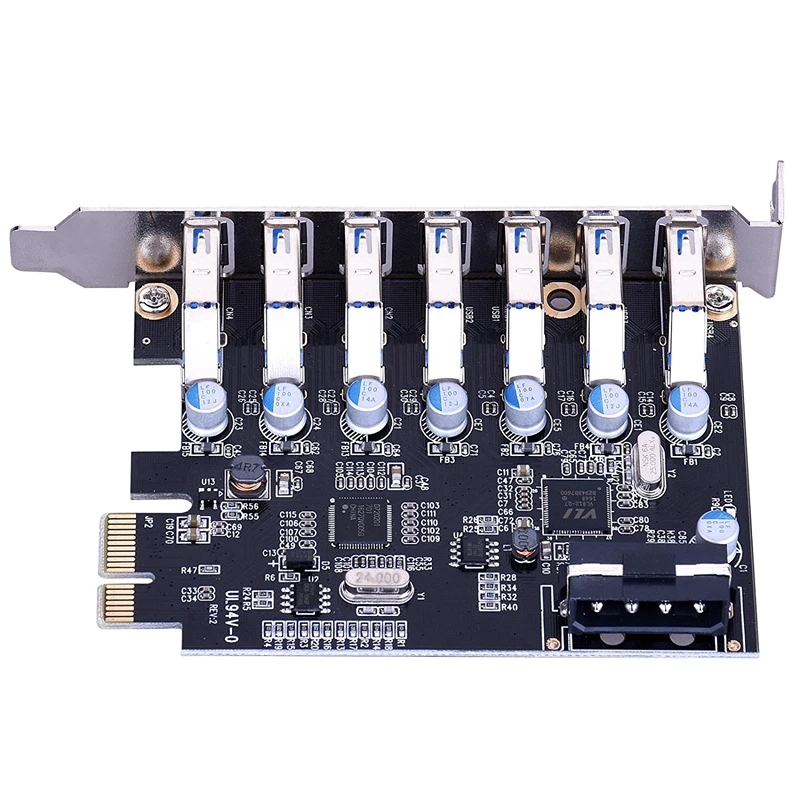 7 портовая карта расширения Superspeed USB 3 0 PCI E Express с 4 контактным разъемом питания 5 В