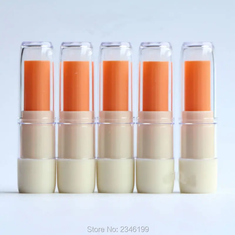 

5G 100pcs/lot New Empty Round Lipstick Tube, Small Lip Cream Container, Cosmetic Clear+Orange+Beige Bottle, Makeup Tool