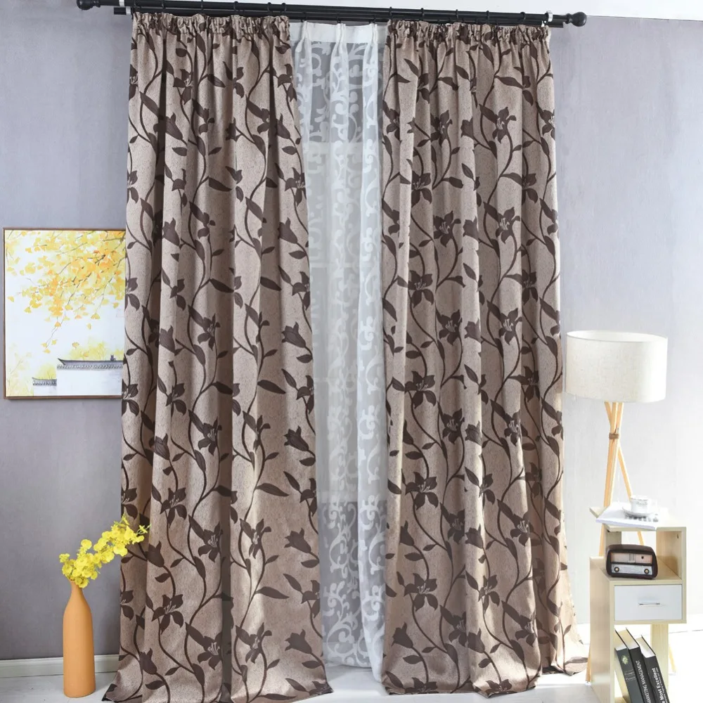 NAPEARL 1 шт. цветочный дизайн полузатемненный занавес штора черный коричневый синий