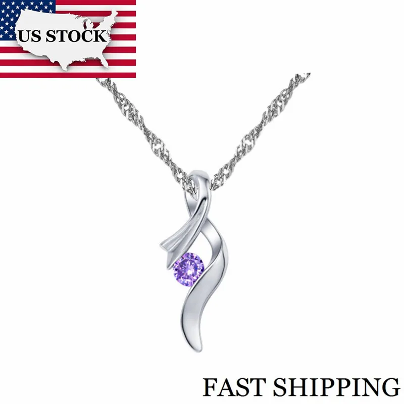 US Uloveido 15% Off серебряные ожерелья подвески фиолетовый кубический циркон подвеска цепочка-колье Colar подвеска N306