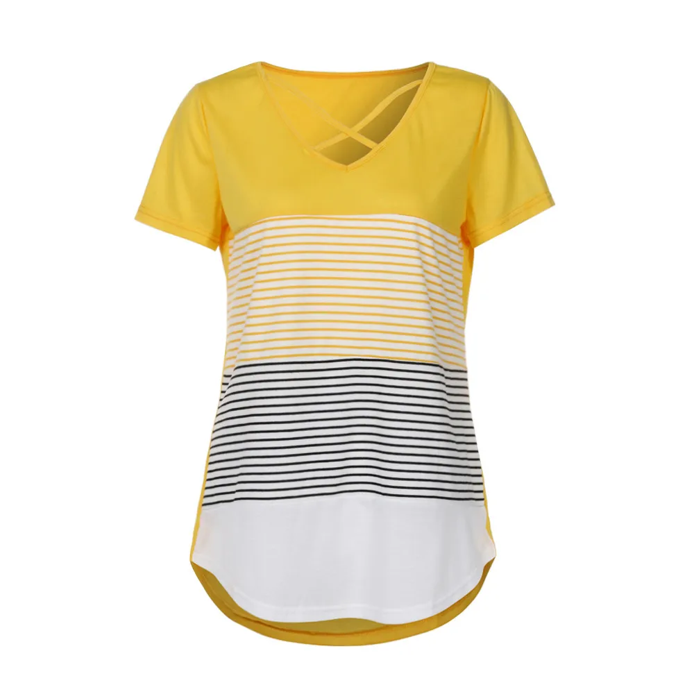 Женская Базовая рубашка летняя в полоску с коротким рукавом 2019|Блузки| |