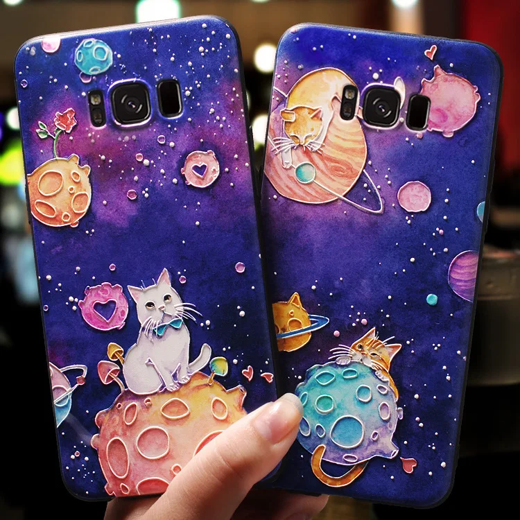3D рельефный чехол для samsung Galaxy S10 S10 Plus S9 S8+ чехол силиконовый мультяшный полный чехол для Galaxy S10+ S9+ S8+ чехол-бампер