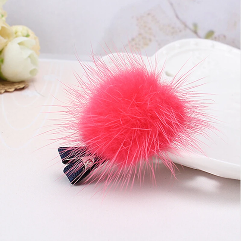 Заколки для волос из норкового шарика милых маленьких девочек головные уборы