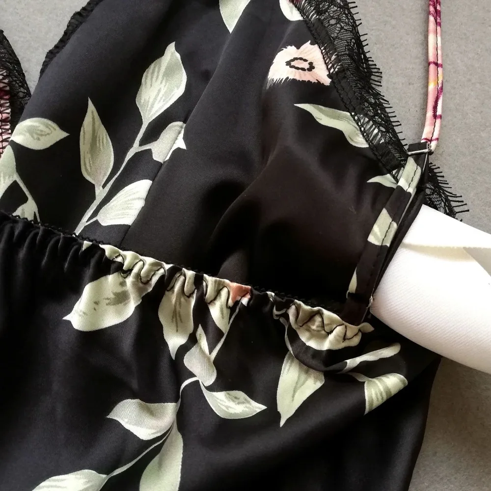 Сексуальная Женская модная ночная сорочка из вискозы с цветочным кружевом и