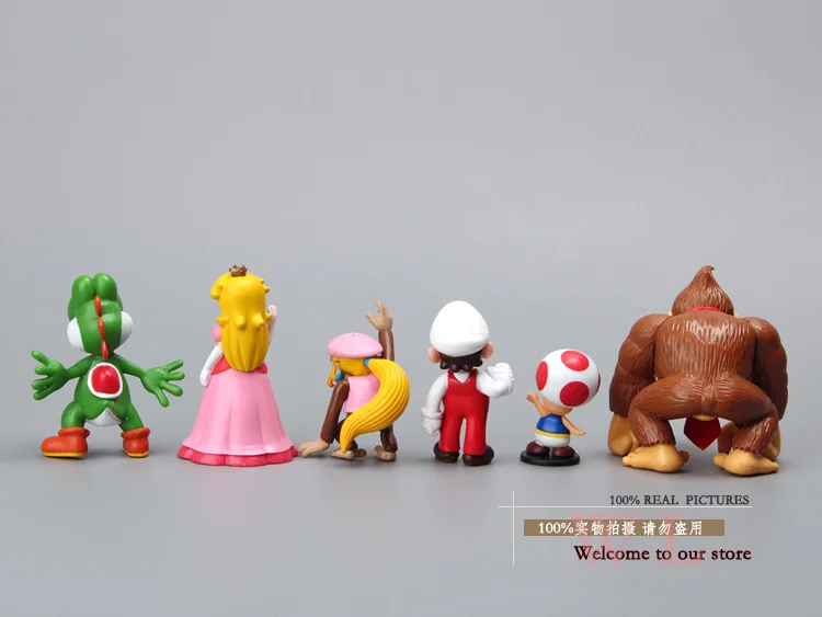 Super Mario Bros персик Дейзи жаба Марио и Луиджи Варио Луиджи Купа Донки Конг ПВХ фигурка игрушки куклы 6 шт./компл. 5 видов