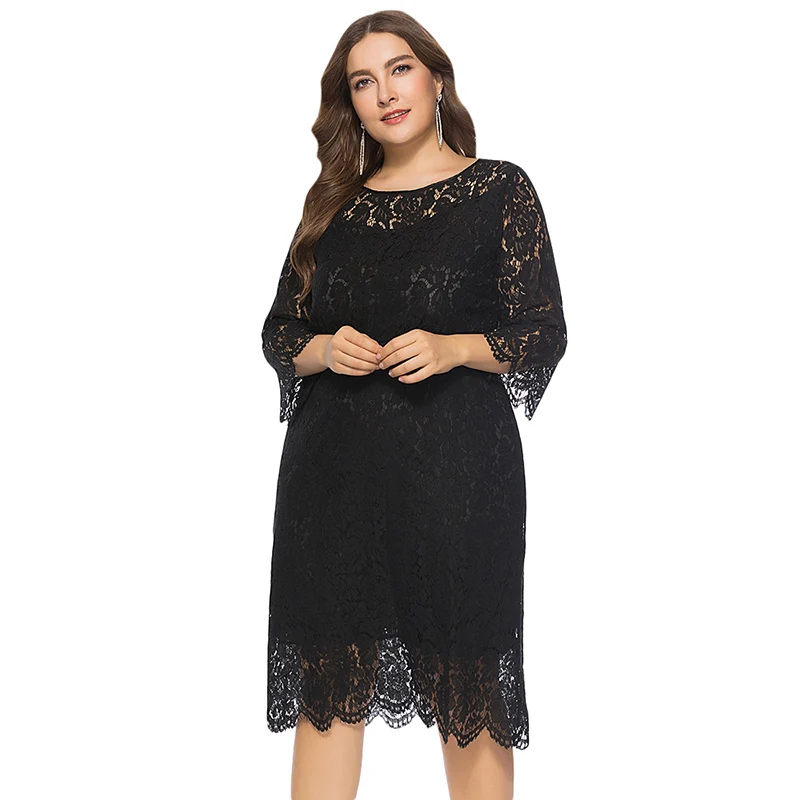 PlusMiss размера плюс 6XL 5XL 4XL сексуальный из кружев кроше с элегантные Платья для