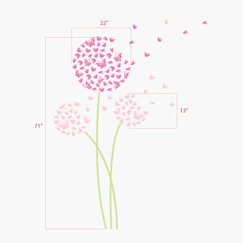 Бабочки Одуванчик наклейки на стену доступны в 3 узорах детские настенные