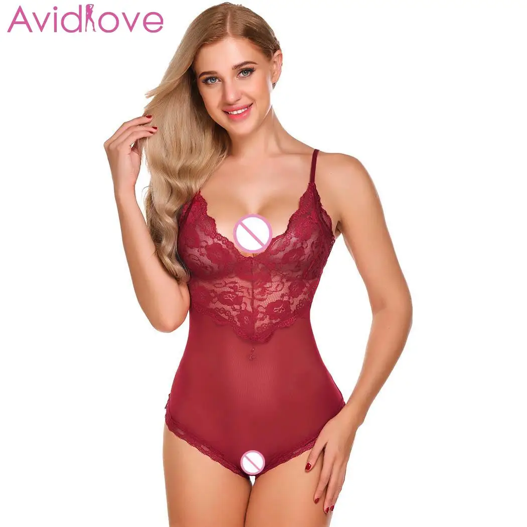 Avidlove Женское боди с чулками кружевное сексуальное нижнее белье открытая