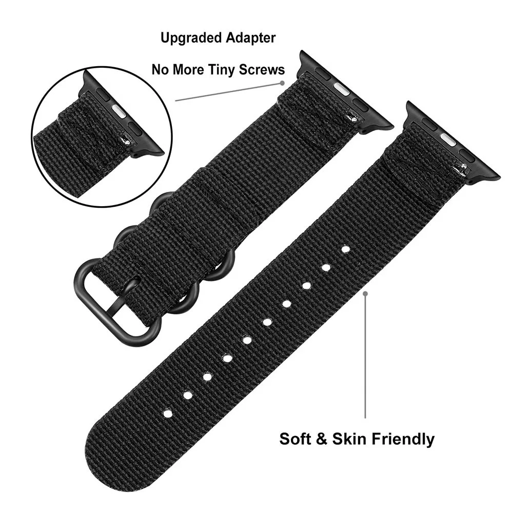Подлинный нейлоновый ремешок для часов iWatch Apple Watch 5 4 3 2 1 44 мм 40 мм 42 мм 38 мм спортивный ремешок стальной браслет с застежкой