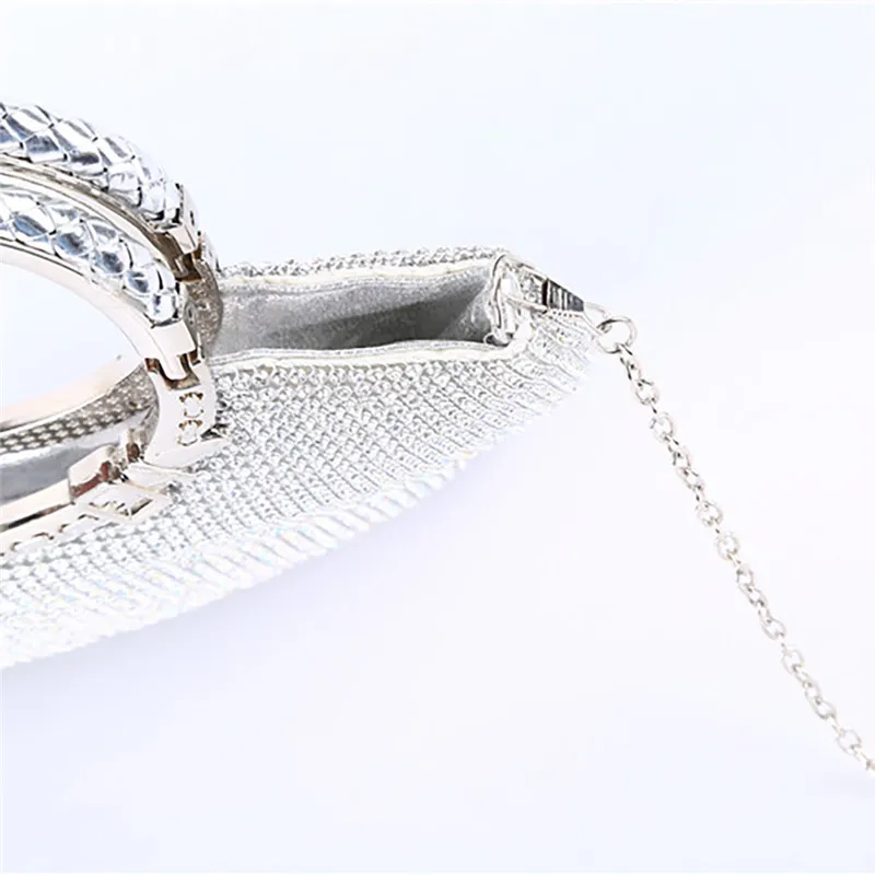 Женский клатч с кристаллами вместительный для свадьбы вечеринки банкета на