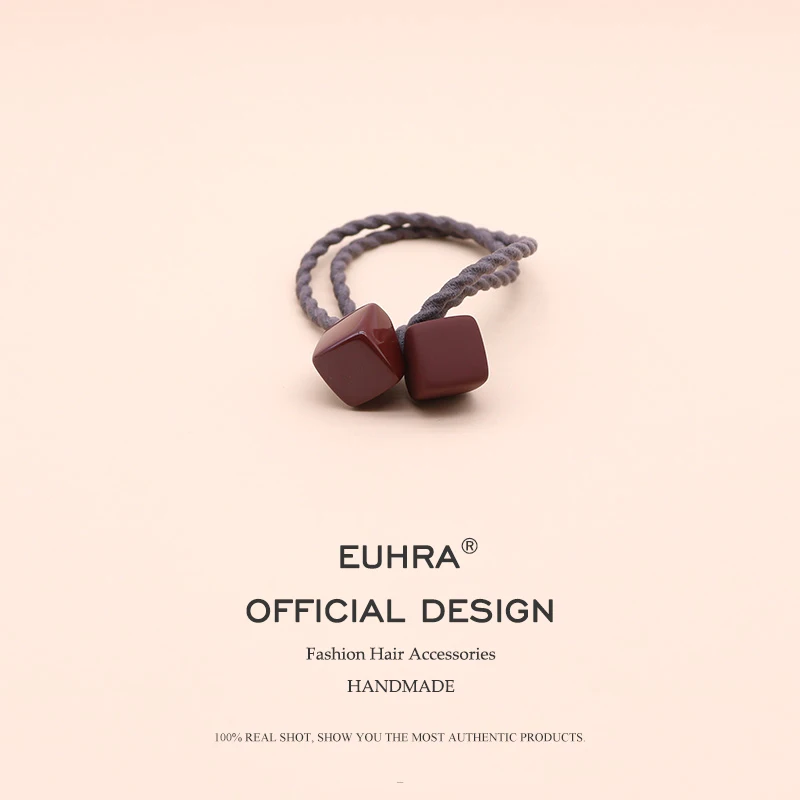 EUHRA 6 цветов эластичные резинки для волос, резинки, две квадратные глянцевые матовые повязки для волос для женщин и девочек, детские аксессуары для волос, резинка