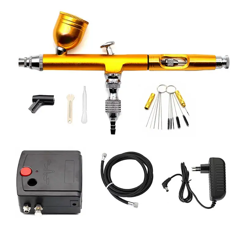 B Dual-Action Airbrush Spray Gun Mini Airbrush Compressor Kit Airbrush for Nail Art Makeup Tattoo Model Cake Car paint - Цвет: B
