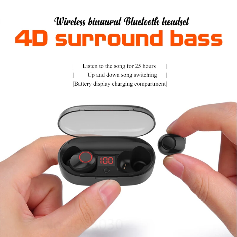 Mini TWS Wireless Bluetooth Earphone 5.0 IPX5 Waterproof 4D Surround Heavy Bass Earbuds with Charging box Long-standy Time | Портативная