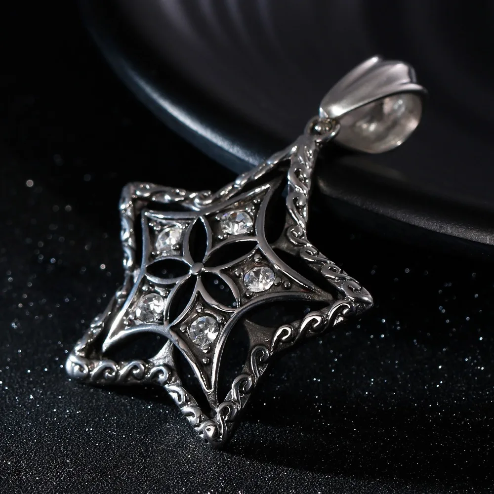 Ожерелье с подвеской в виде звезды и циркона из нержавеющей стали для мужчин панк