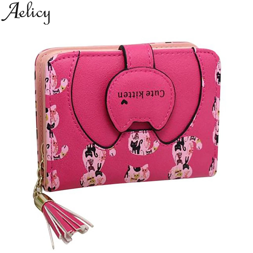 Женский короткий кошелек Aelicy с милыми рисунками из мультфильмов дамская сумочка