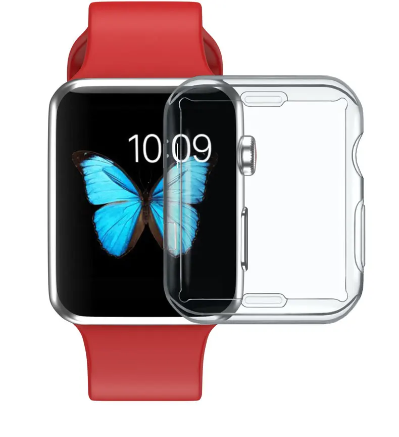 Полное покрытие для apple watch чехол ремешок 44 мм/42 мм 40 мм/38 мм iwatch 5/4/3/2/1 силиконовый ультра-тонкий прозрачный часы Чехол в виде ракушки
