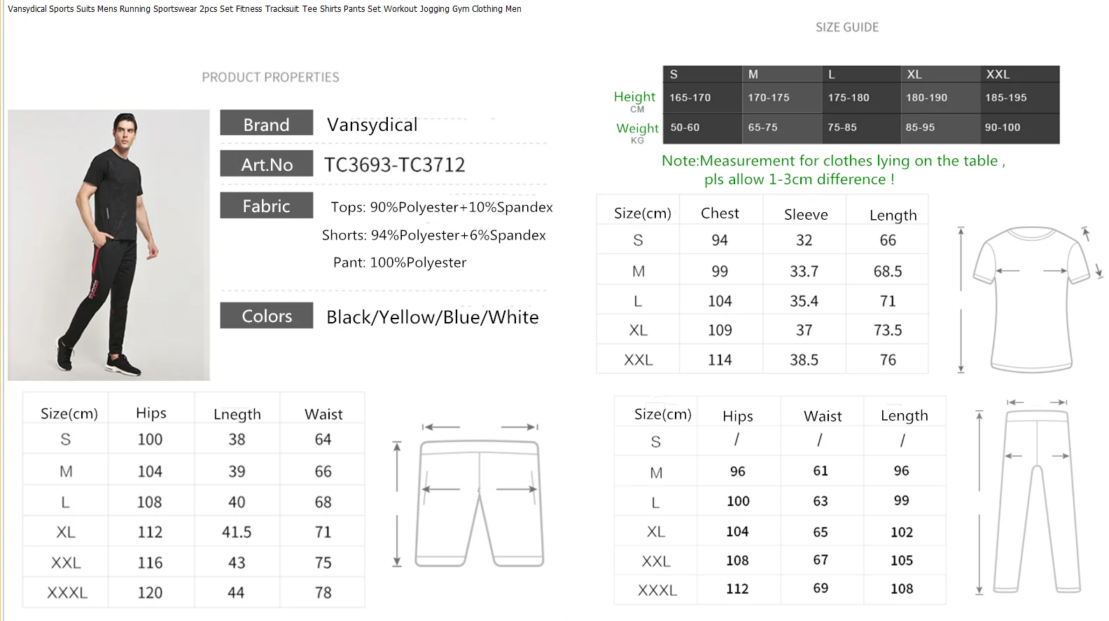 

Vansydical Mens Sports Suits Running Suits Sets 2pcs Set Fitness Tracksuit Tee Shirts Pants Set Workout Jogging Gym Clothing Men