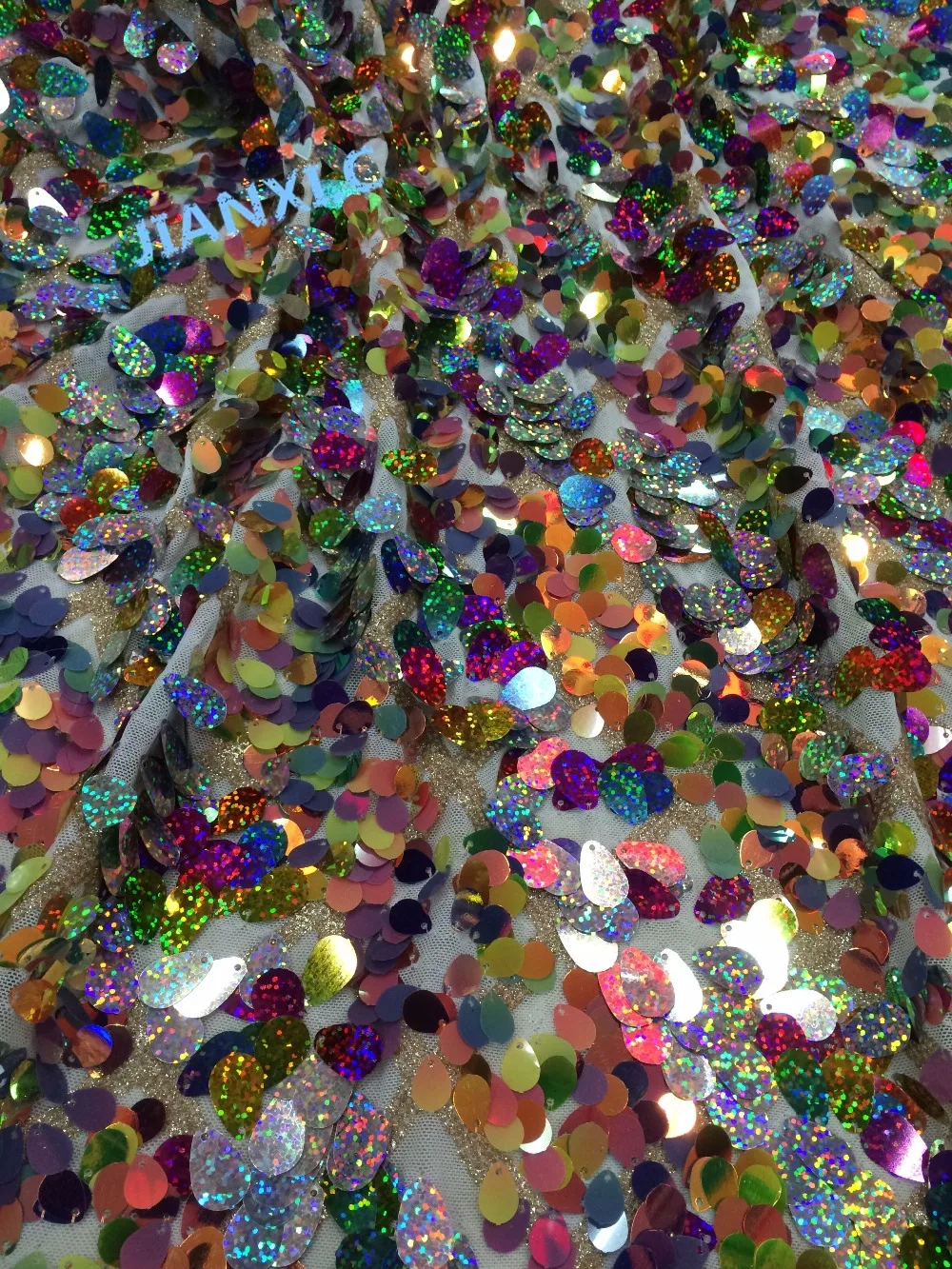 Top selling colorful sequins French net lace fabric embroidery African tulle CiCi-120951 for party dress | Дом и сад