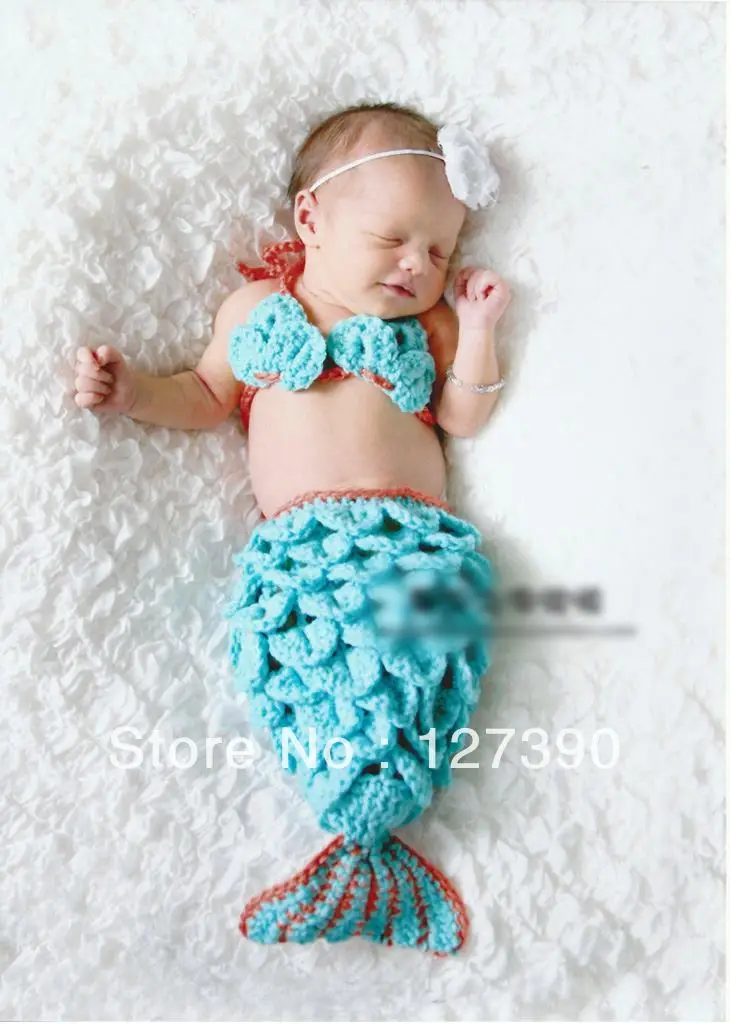 Модный Костюм Русалки с хвостом русалки для новорожденных костюм Русалочки