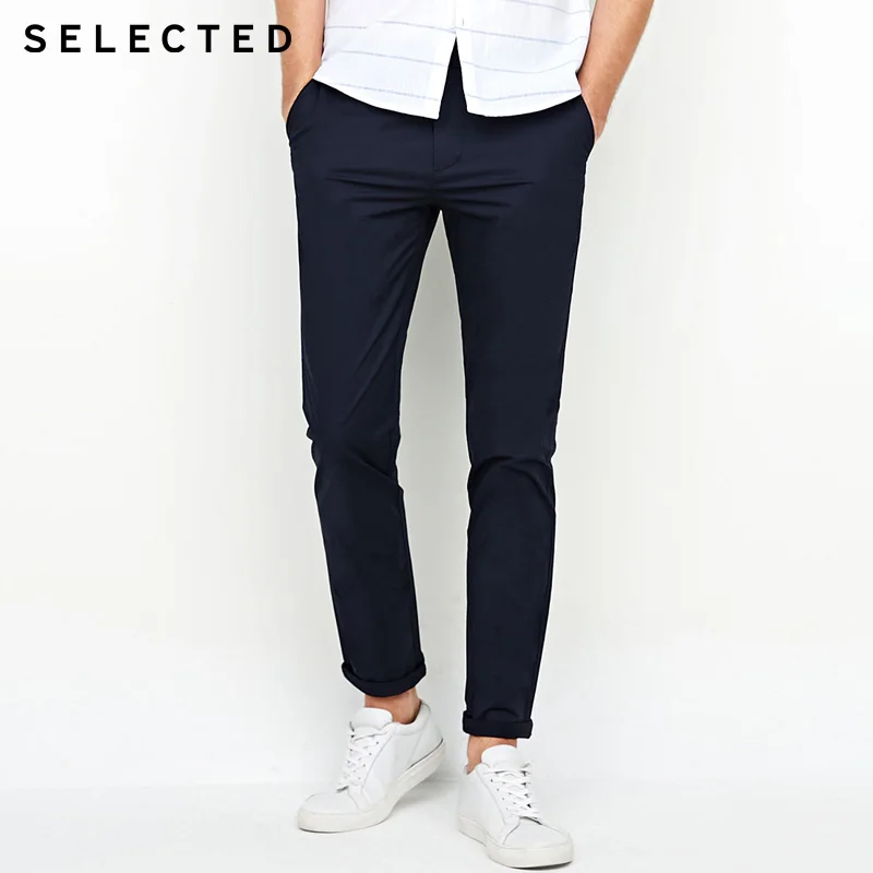 SELECTED 2019 Spring Summer New Men Slim Fit Pure Color Cotton Casual Pants Trousers |4182W2519 | Мужская одежда