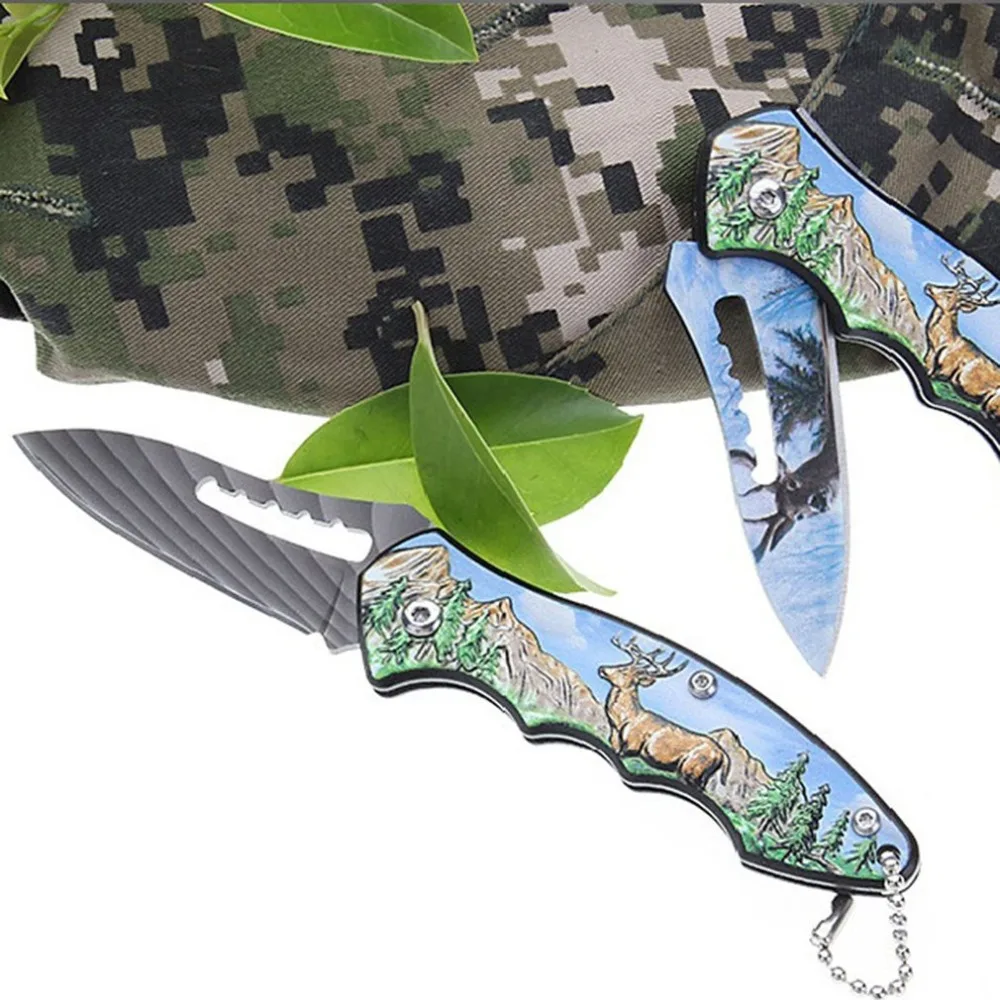 Мини полная Нержавеющая сталь Портативный Размеры листьев Форма Ножи Открытый