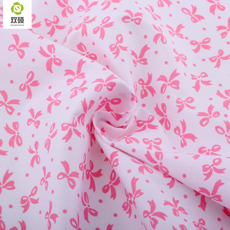 Хлопчатобумажная ткань из Твила розового цвета Лоскутная Ткань ручной работы