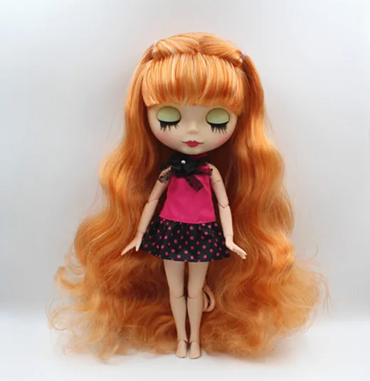 Кукла blygirl blyth Обнаженная кукла оранжевые белые кровавые волосы могут закрыть глаза матовое лицо оболочка 1/6 больше Объединенный корпус кукла DIY кукла