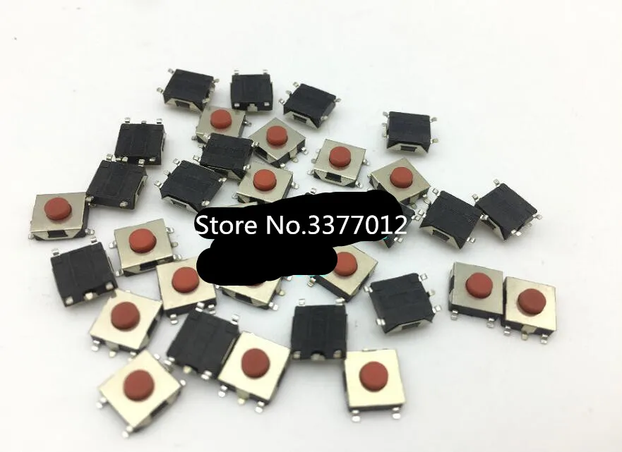 

100pcs/lot Taiwan Red button head 6X6.2X2.5 SMD Switch DTSGZM-6 Tact Switch Small Key Switch 6*6*2.5