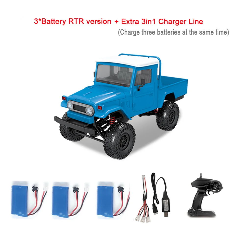 WPL RC автомобиль MN-45 комплект RTR 1/12 Масштаб 2,4 г 4WD несколько цветов Rc автомобиль светодиодный свет гусеничный Альпинизм внедорожный грузовик FJ45 для мальчиков детей - Цвет: MN45-3B-RTR-Blue