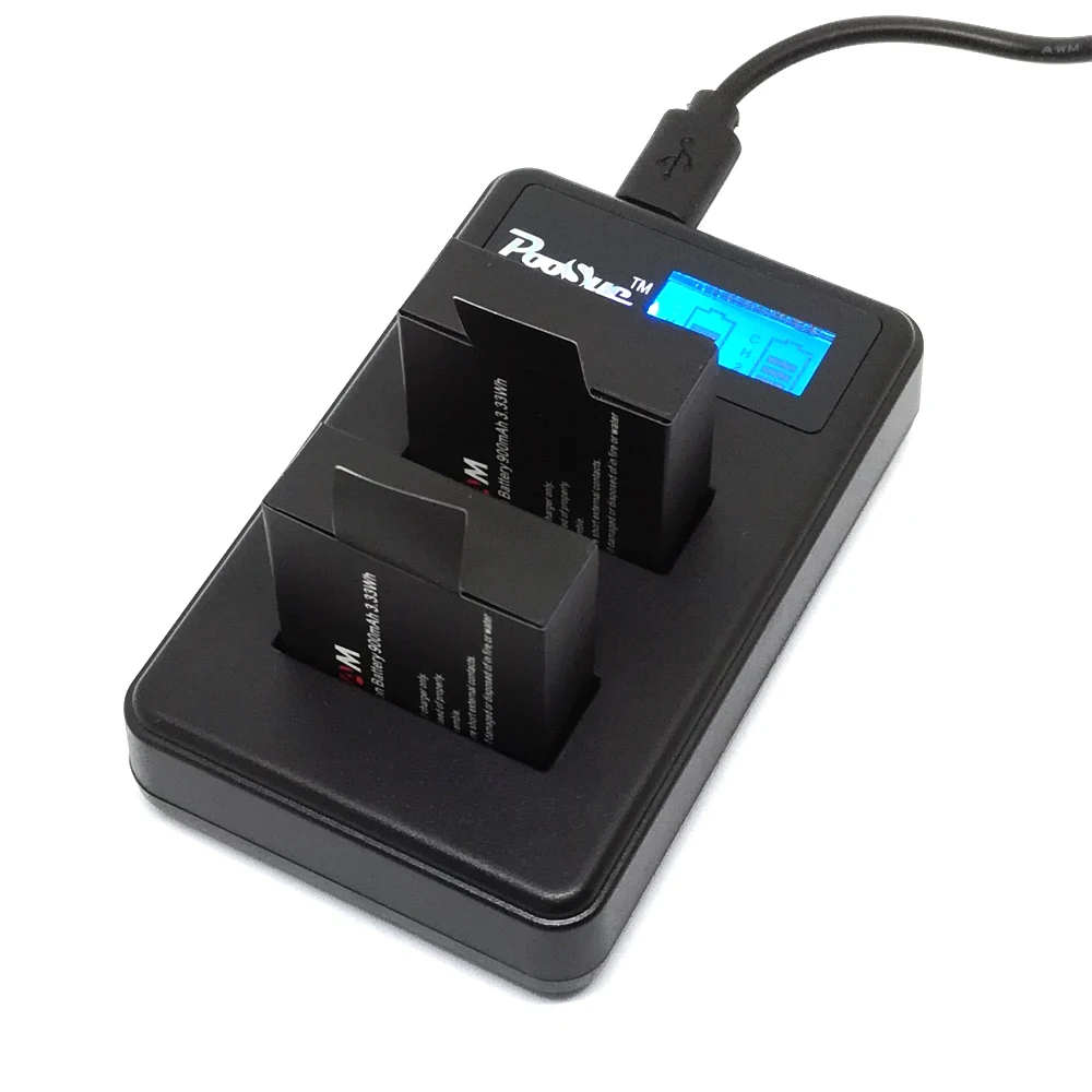 2 аккумулятора SJ4000 + двойное зарядное устройство с ЖК дисплеем для камеры SJCAM SJ 4000