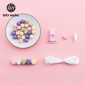 Набор силиконовых бусин, без БФА, 12 мм, 4-6 месяцев, звездочка, цепочка для соски, ожерелье, пищевой костюм, Детские Силиконовые Прорезыватели