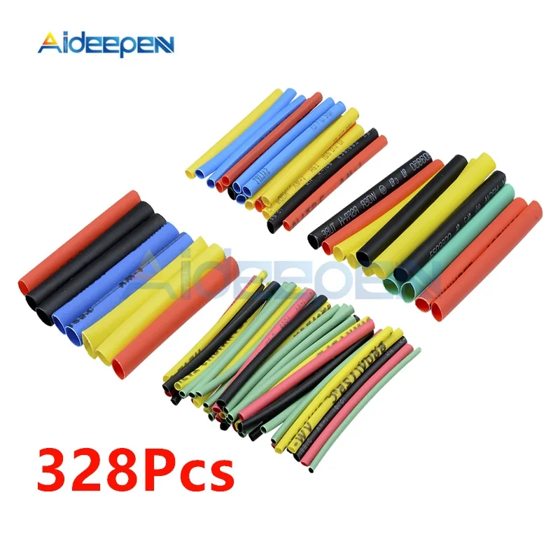 328Pcs 127/140/328/530 шт полиолефина сокращения Ассорти Термоусадочные трубки жильный кабель изолированный трубки комплект трубок многоцветный/черный - Цвет: 328Pcs