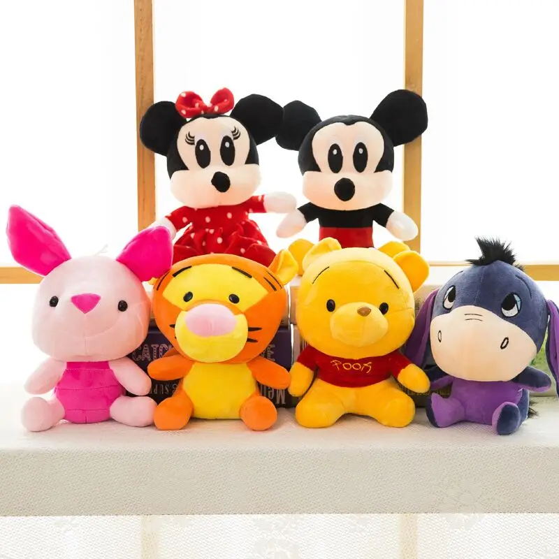 Disney 8 плюшевые игрушки животных Микки Маус Минни Винни Пух Лило маленькая пудра