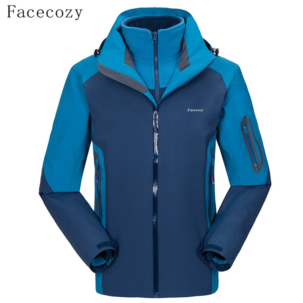 Facecozy, мужские зимние походные куртки, лыжная Теплая Флисовая флисовая куртка, ветрозащитная теплая куртка три в одном, теплое пальто с капюшоном