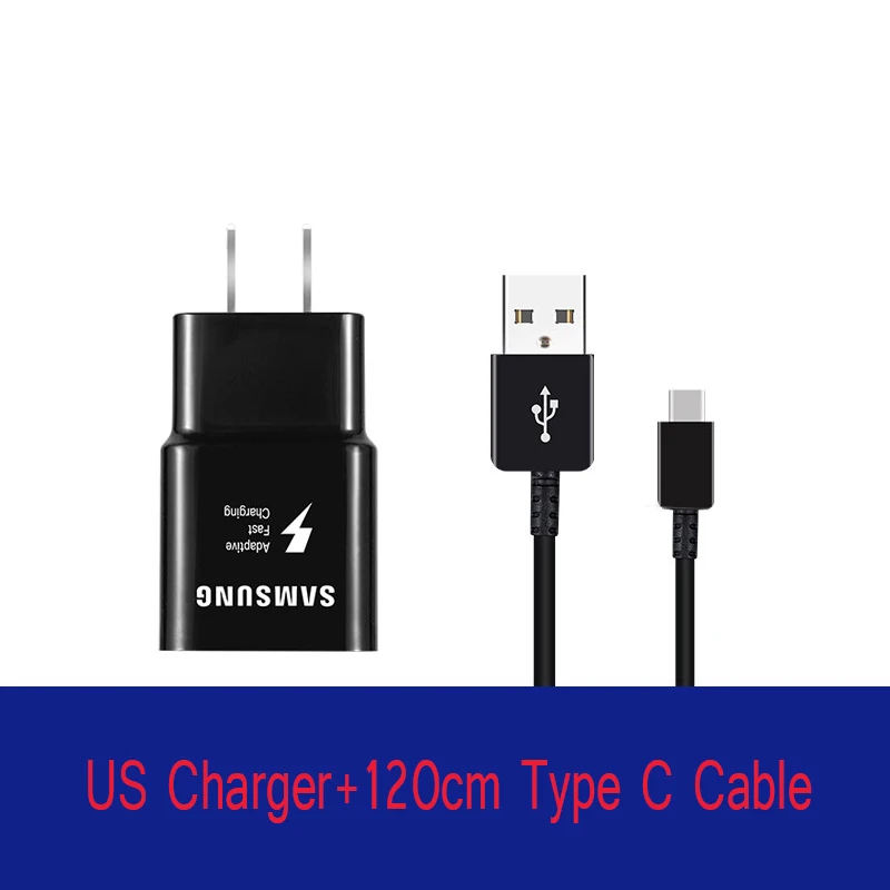US Charger and Cable Samsung A70 быстрое зарядное устройство USB адаптер питания 9 В 1.67A EU/US Быстрая зарядка type C кабель для Galaxy A30 A40 A50 A60 S10 S8 S9 Plus - Тип штекера: US Charger and Cable