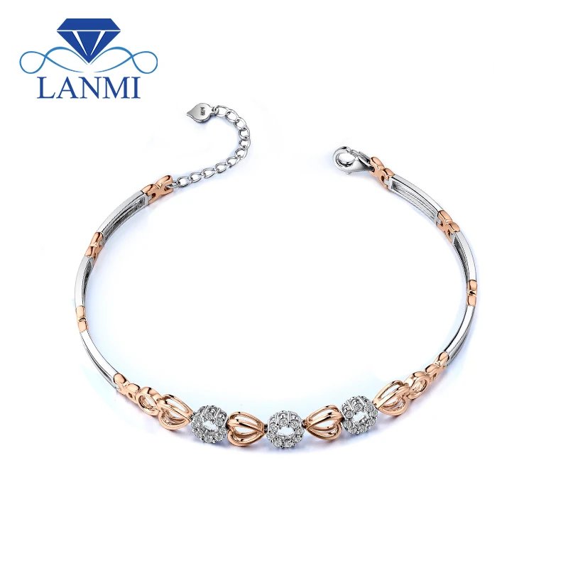 

Lovely Style Multi Two Tone Gold 18Kt Yellow&Rose Gold Diamond Engagment Bracelets For Womens Fine Jewelry