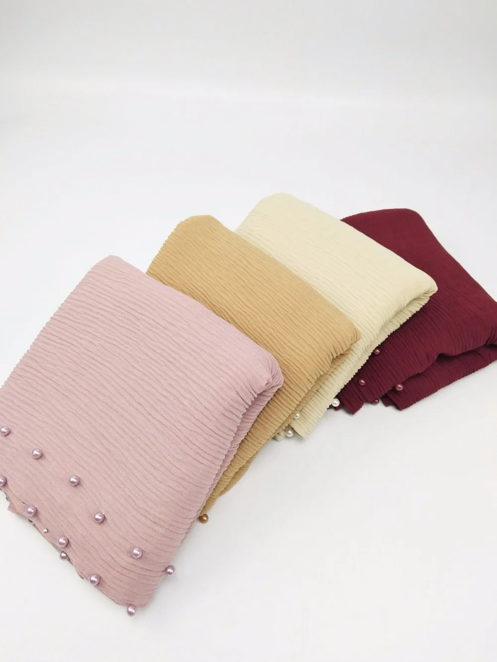 

beads Patchwork pleat bubble chiffon pearl Pleated shawls hijab drape stitching crumplemuslim scarves/scarf 22 color