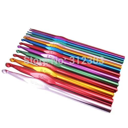 Новые 14 шт Размер 2-10 мм Разноцветные Алюминиевые крючки для вязания крючком