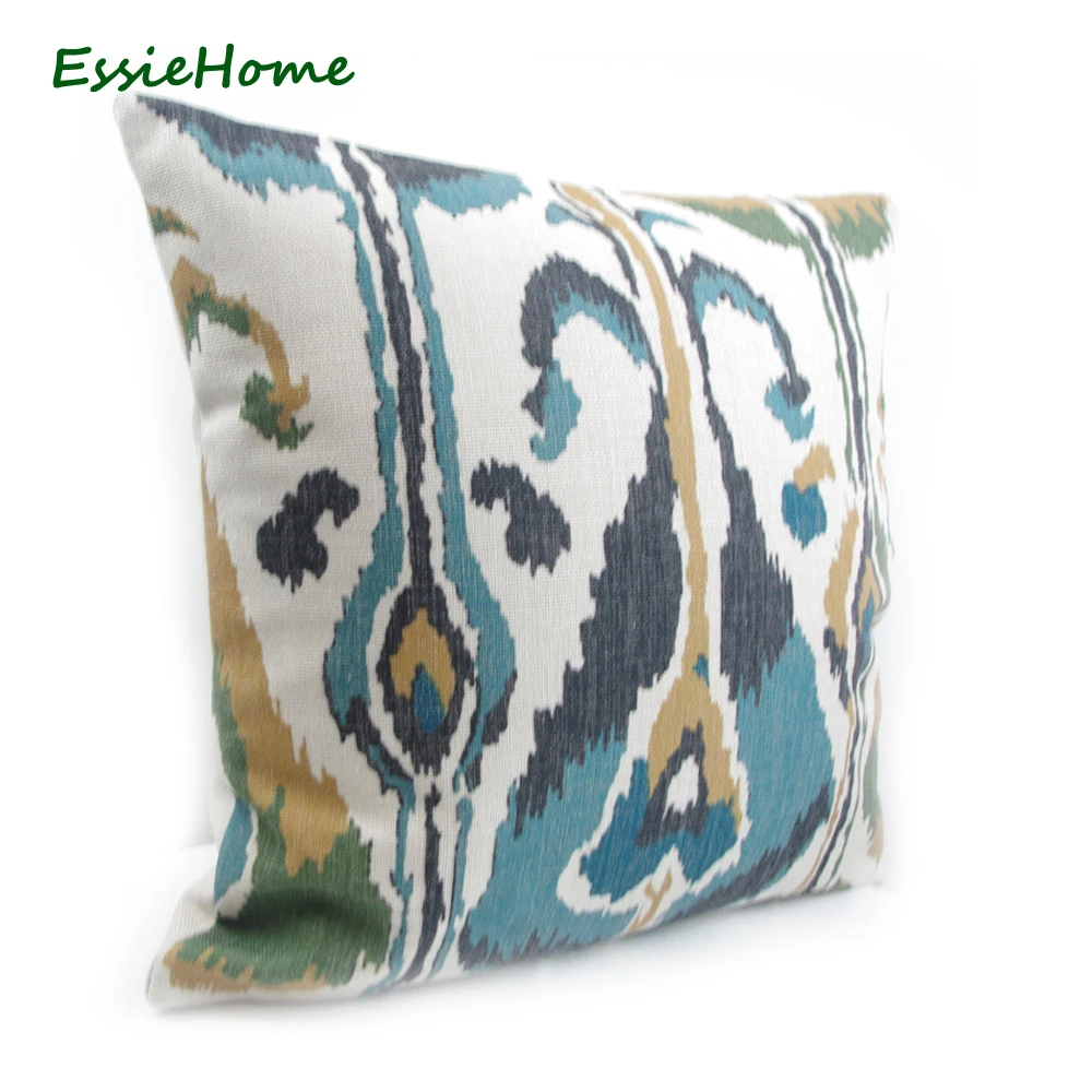 ESSIE домашний цифровой принт Мох Зеленый Бирюзовый свежий зеленый Ikat наволочка