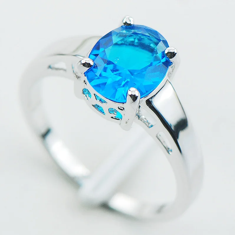 Blue Crystal Zircon 925 Sterling Silver Wedding Party Attractive Design Ring Size 5 6 7 8 9 10 11 12 PR06Min order is $10 | Украшения и