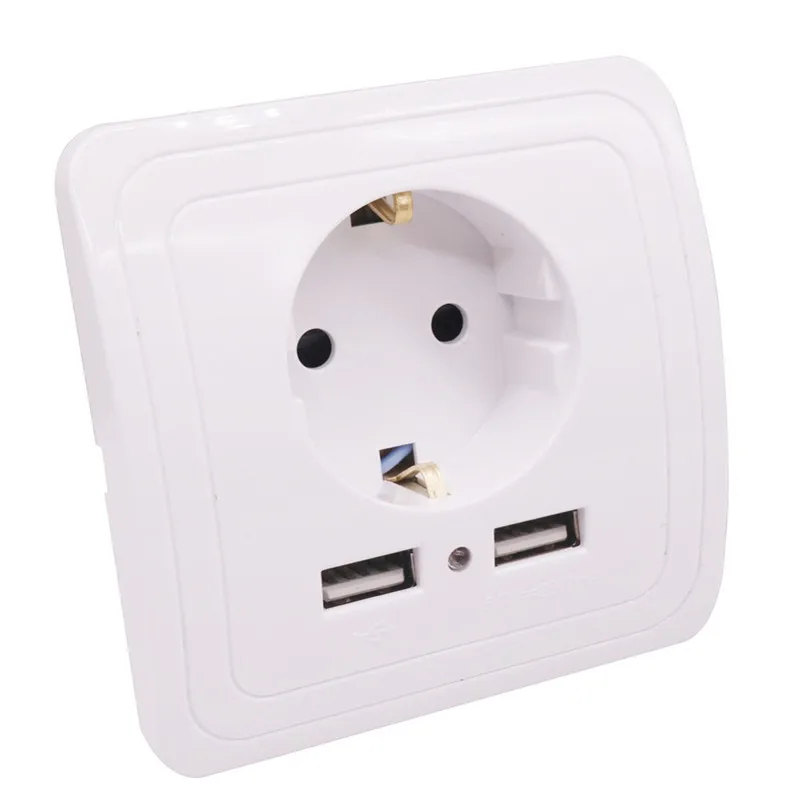 10 шт. Смарт Лучший двойной USB порт 2400mA настенное зарядное устройство адаптер 16A стандарт ЕС электрическая розетка панель 110~ 250 В - Type: white 10 pcs